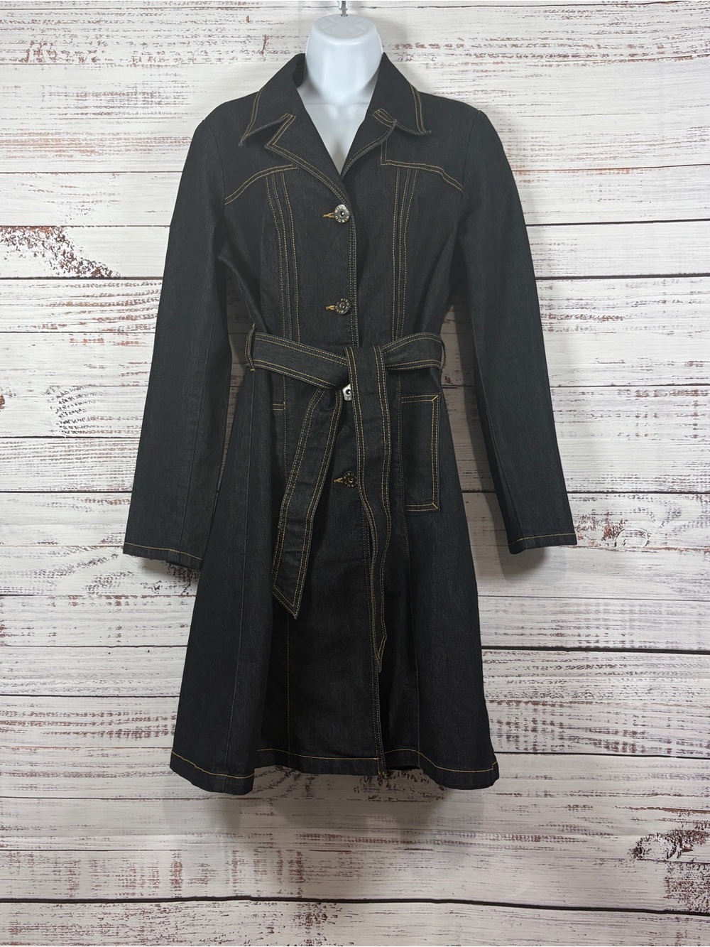 Bisou Bisou Denim Button Long Sleeve Dress